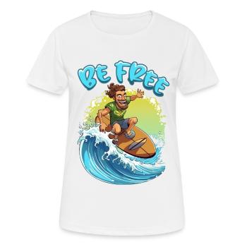 Lustiger Hippie mit einem Surfbrett - Surfer - Frauen T-Shirt atmungsaktiv - Weiß - Vorne - AI Model Female 172 dark (172cm)