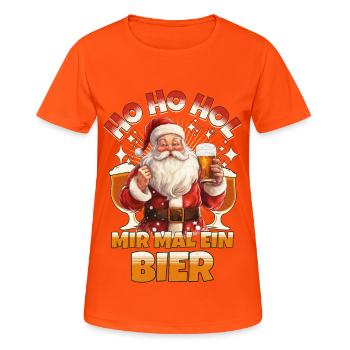 Weihnachtsmann Ho Ho Hol Mir Mal Ein Bier Lustig - Frauen T-Shirt atmungsaktiv - Neonorange - Vorne - AI Model Female 172 dark (172cm)