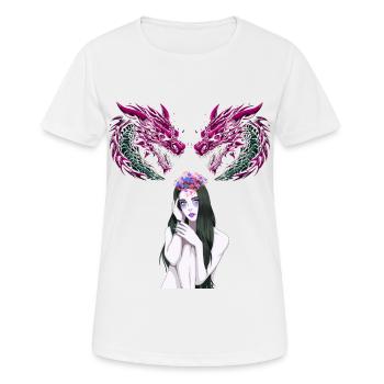 Fille, Femme, Dragon, Fantaisie, Fable, Créature mythique - T-shirt respirant Femme - blanc - Devant - AI Model Female 172 dark (172cm)