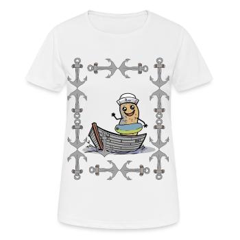 Cacahuète rétro Vintage ancre Maritime marin Ahoy - T-shirt respirant Femme - blanc - Devant - AI Model Female 172 dark (172cm)