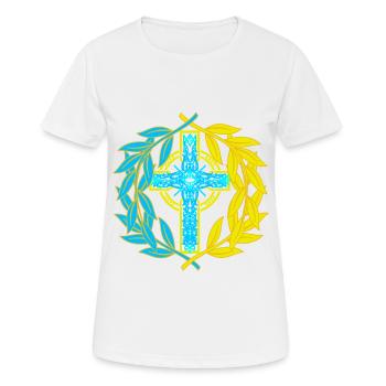 Ukraine Croix Crucifix Croix - T-shirt respirant Femme - blanc - Devant - AI Model Female 172 dark (172cm)