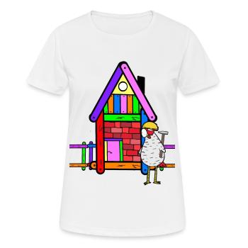Handwerker Huhn Hühnerstall renovieren Bauherr - Frauen T-Shirt atmungsaktiv - Weiß - Vorne - AI Model Female 172 dark (172cm)