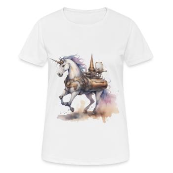 Licorne Technologie Machine Licornes Cheval - T-shirt respirant Femme - blanc - Devant - AI Model Female 172 dark (172cm)