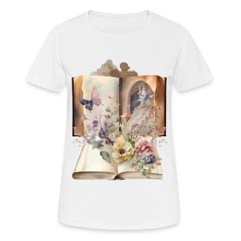 Vintage Book Books Nostalgic Flowers - Women's Breathable T-Shirt - white - Front - AI Model Female 172 dark (172cm)