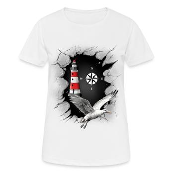 Seagull Lighthouse Compass Maritime - Women's Breathable T-Shirt - white - Front - AI Model Female 172 dark (172cm)