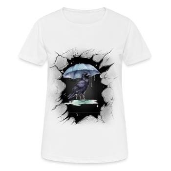 Oiseau, Météo, Pluie, Parapluie, Dark Crow - T-shirt respirant Femme - blanc - Devant - AI Model Female 172 dark (172cm)