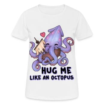 Hug me like an Octopus Lustiger Knuddel Krake Herz - Frauen T-Shirt atmungsaktiv - Weiß - Vorne - AI Model Female 172 dark (172cm)