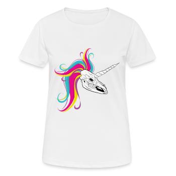 Einhorn - Licorne - Unicorn Schädel Skull - Frauen T-Shirt atmungsaktiv - Weiß - Vorne - AI Model Female 172 dark (172cm)