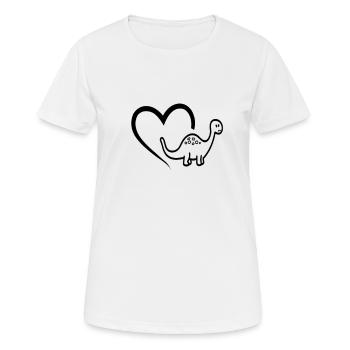 Dinosaur heart dino kids girls gift - Women's Breathable T-Shirt - white - Front - AI Model Female 172 dark (172cm)