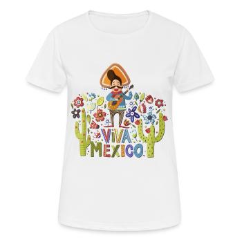 Mexico - Viva Mexico Chanteur - sombre - T-shirt respirant Femme - blanc - Devant - AI Model Female 172 dark (172cm)