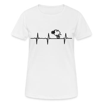 Super-athlète battement de coeur moto Wheelie - T-shirt respirant Femme - blanc - Devant - AI Model Female 172 dark (172cm)