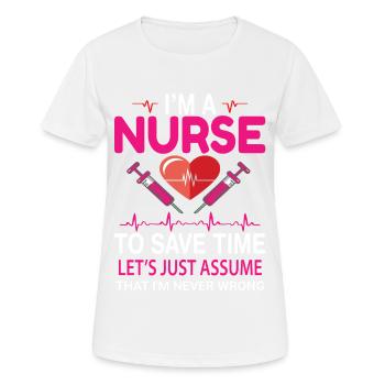 Infirmière - T-shirt respirant Femme - blanc - Devant - AI Model Female 172 dark (172cm)