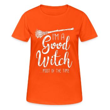Sorcière - Bonne sorcière - La plupart du temps - sombre - T-shirt respirant Femme - orange néon - Devant - AI Model Female 172 dark (172cm)
