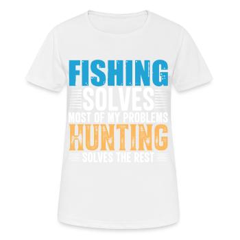 Fischen Jagd - Frauen T-Shirt atmungsaktiv - Weiß - Vorne - AI Model Female 172 dark (172cm)
