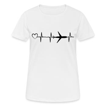 Flugzeug Herzschlag Herz Passagierflugzeug Pilot - Frauen T-Shirt atmungsaktiv - Weiß - Vorne - AI Model Female 172 dark (172cm)