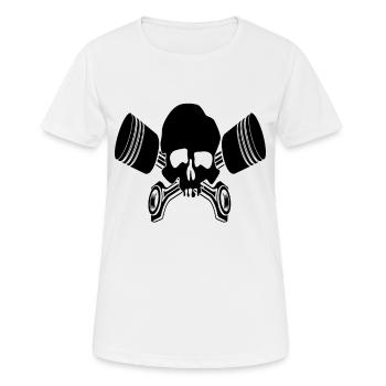 Moto piston tête de mort - motocyclistes - T-shirt respirant Femme - blanc - Devant - AI Model Female 172 dark (172cm)