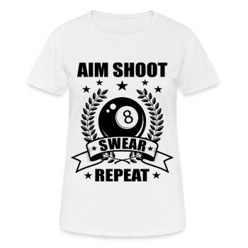 Aim Shoot Swear Repeat - Funny Billard Billard 8-Ball - T-shirt respirant Femme - blanc - Devant - AI Model Female 172 dark (172cm)