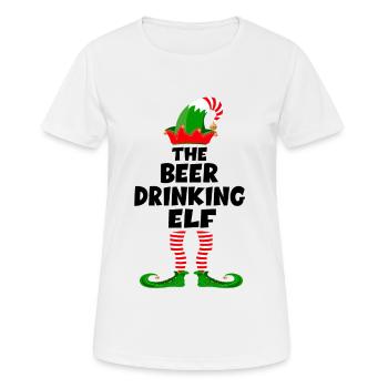 The Beer drinking Elf Beer Elf - Christmas Elf - Women's Breathable T-Shirt - white - Front - AI Model Female 172 dark (172cm)