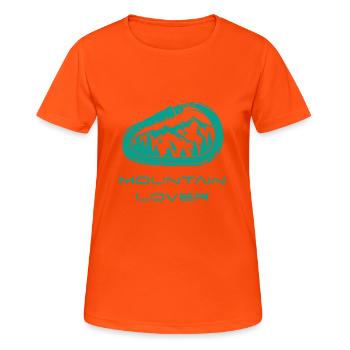 Mousqueton amoureux des montagnes - T-shirt respirant Femme - orange néon - Devant - AI Model Female 172 dark (172cm)