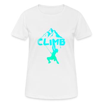 Klettern - Klettern / Kletterer - Frauen T-Shirt atmungsaktiv - Weiß - Vorne - AI Model Female 172 dark (172cm)