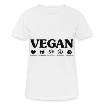 Go Vegan - Fier Végétalien - 19 - pos - T-shirt respirant Femme - blanc - Devant - AI Model Female 172 dark (172cm)