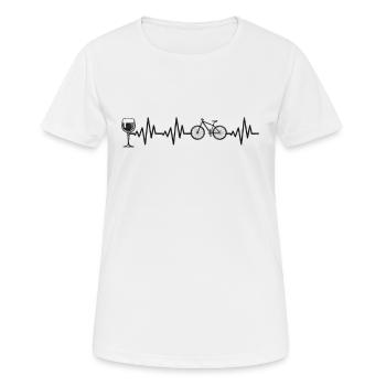 Radfahren Heartbeat Wein Mountainbiking Fahrrad - Frauen T-Shirt atmungsaktiv - Weiß - Vorne - AI Model Female 172 dark (172cm)