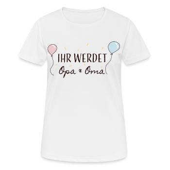 Schwangerschaftsverkündung Oma und Opa - Frauen T-Shirt atmungsaktiv - Weiß - Vorne - AI Model Female 172 dark (172cm)