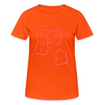 LOVE - Puzzle Pieces - Women's Breathable T-Shirt - neon orange - Front - AI Model Female 172 dark (172cm)
