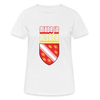 Hergestellt im Elsass - Frauen T-Shirt atmungsaktiv - Weiß - Vorne - AI Model Female 172 dark (172cm)