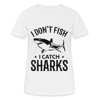 Ich fische nicht Ich fange Haie Great White Shark - Frauen T-Shirt atmungsaktiv - Weiß - Vorne - AI Model Female 172 dark (172cm)
