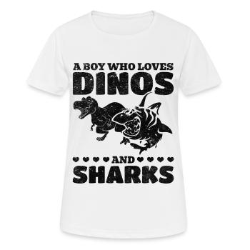 Ein Junge, der Dinos und Haie liebt Great White - Frauen T-Shirt atmungsaktiv - Weiß - Vorne - AI Model Female 172 dark (172cm)