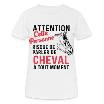 Cette Personne Risque Parler De Cheval Tout Moment - T-shirt respirant Femme - blanc - Devant - AI Model Female 172 dark (172cm)