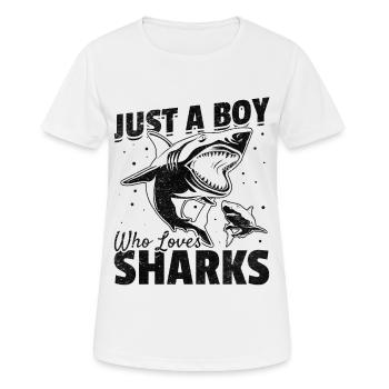 Great White Shark Ich bin nur ein Junge, der Haie - Frauen T-Shirt atmungsaktiv - Weiß - Vorne - AI Model Female 172 dark (172cm)