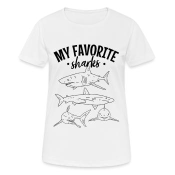 Sharkfish Meine Lieblingshaie Great White Shark - Frauen T-Shirt atmungsaktiv - Weiß - Vorne - AI Model Female 172 dark (172cm)