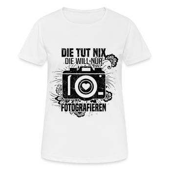 Elle ne fait rien, elle veut juste photographier la photographie - T-shirt respirant Femme - blanc - Devant - AI Model Female 172 dark (172cm)