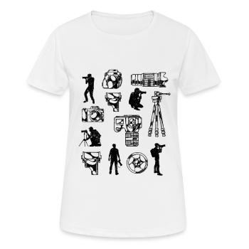 Photographe Photographe Matériel de photographie Photographe - T-shirt respirant Femme - blanc - Devant - AI Model Female 172 dark (172cm)