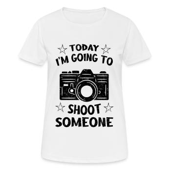 Photographie Aujourd’hui, je vais photographier quelqu’un, - T-shirt respirant Femme - blanc - Devant - AI Model Female 172 dark (172cm)