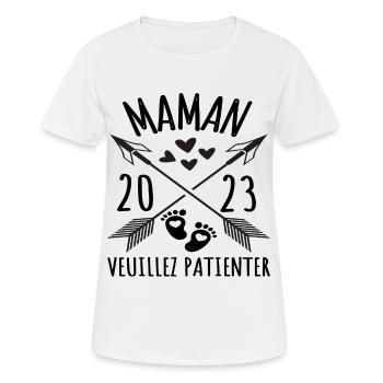 Maman en 2023 annonce naissance cadeau femme - T-shirt respirant Femme - blanc - Devant - AI Model Female 172 dark (172cm)