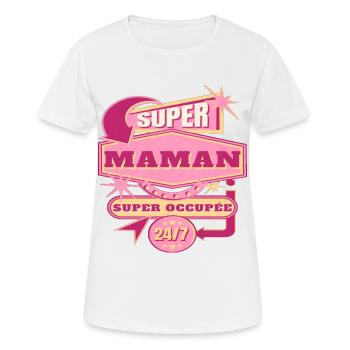 Super maman super occupée humour mère cadeau drôle - T-shirt respirant Femme - blanc - Devant - AI Model Female 172 dark (172cm)