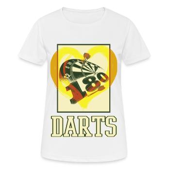 Fléchettes, jeu de fléchettes, jeu de fléchettes, fléchettes, joueurs de fléchettes - T-shirt respirant Femme - blanc - Devant - AI Model Female 172 dark (172cm)