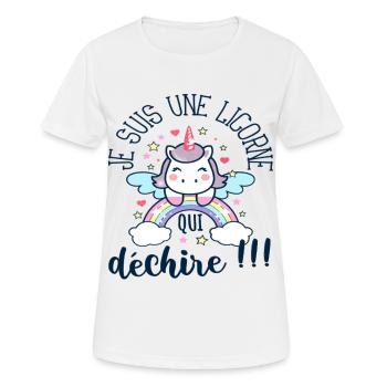 Je suis une licorne qui déchire humour licorne - T-shirt respirant Femme - blanc - Devant - AI Model Female 172 dark (172cm)