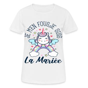 Je suis la mariée humour EVJF cadeau licorne - T-shirt respirant Femme - blanc - Devant - AI Model Female 172 dark (172cm)