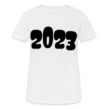 2023 - Jahr - Linie - Jahreswechsel - Frauen T-Shirt atmungsaktiv - Weiß - Vorne - AI Model Female 172 dark (172cm)