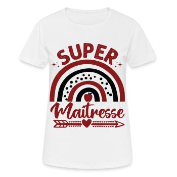 Super maitresse cadeau pour maîtresse d' école - T-shirt respirant Femme - blanc - Devant - AI Model Female 172 dark (172cm)