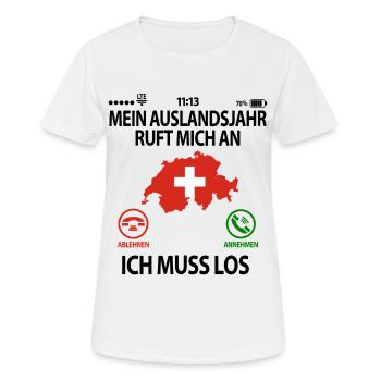 Schweiz Auslandsjahr Au Pair Abschiedsgeschenk - Frauen T-Shirt atmungsaktiv - Weiß - Vorne - AI Model Female 172 dark (172cm)