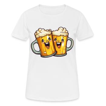 Chopes à bière drôles Rire Bière Boire de l’alcool Humour - T-shirt respirant Femme - blanc - Devant - AI Model Female 172 dark (172cm)