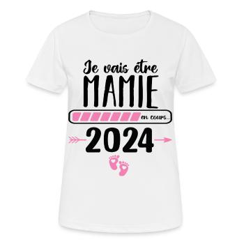 Je vais être mamie en 2024 cadeau fête grand mères - T-shirt respirant Femme - blanc - Devant - AI Model Female 172 dark (172cm)