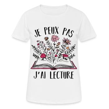 Je peux pas j' ai lecture humour livres cadeau - T-shirt respirant Femme - blanc - Devant - AI Model Female 172 dark (172cm)