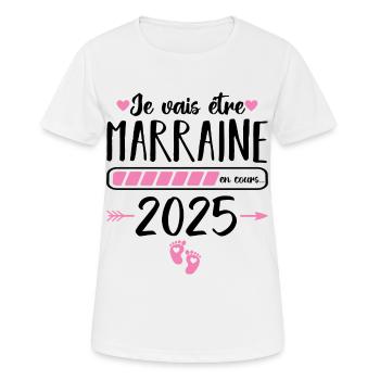 Je vais être marraine en 2025 cadeau marraine 2025 - T-shirt respirant Femme - blanc - Devant - AI Model Female 172 dark (172cm)