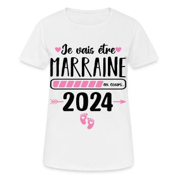 Je vais être marraine en 2024 cadeau marraine 2024 - T-shirt respirant Femme - blanc - Devant - AI Model Female 172 dark (172cm)
